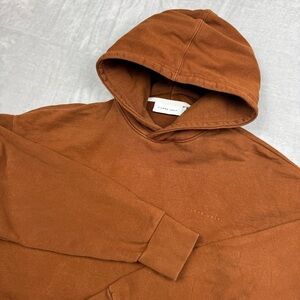 I Love Ugly Hoodie Brown Minimal Logo Pullover Pocket Heavyweight Fleece Size L